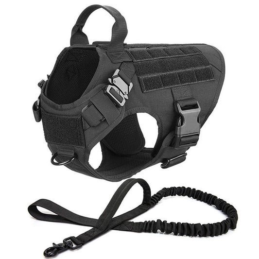Metal Buckle Tactical Dog Harness & Lead