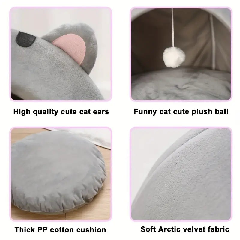 Cozy Cat Bed: Warm Pet House, Kitten Cave, and Sleeping Bag-3