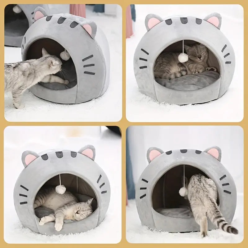 NNETM Cozy Cat Bed: Warm Pet House, Kitten Cave, and Sleeping Bag-4