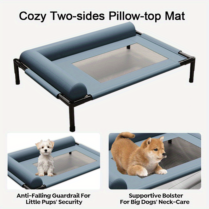 Cooling Raised Dog Bed with Pillow Support-2