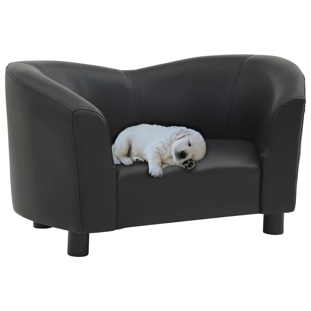 NNEVL Dog Sofa Black 67x41x39 cm Faux Leather-0