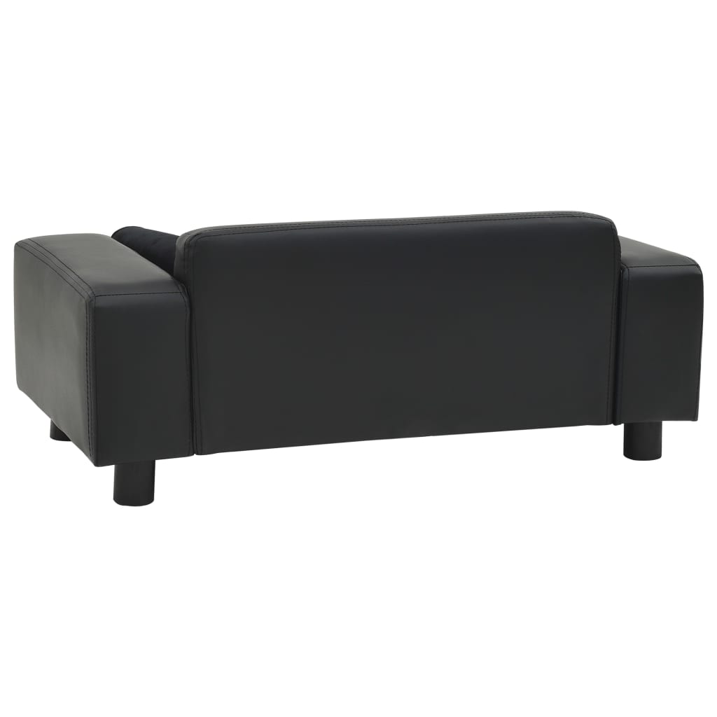 NNEVL Dog Sofa Black 81x43x31 cm Plush and Faux Leather-3