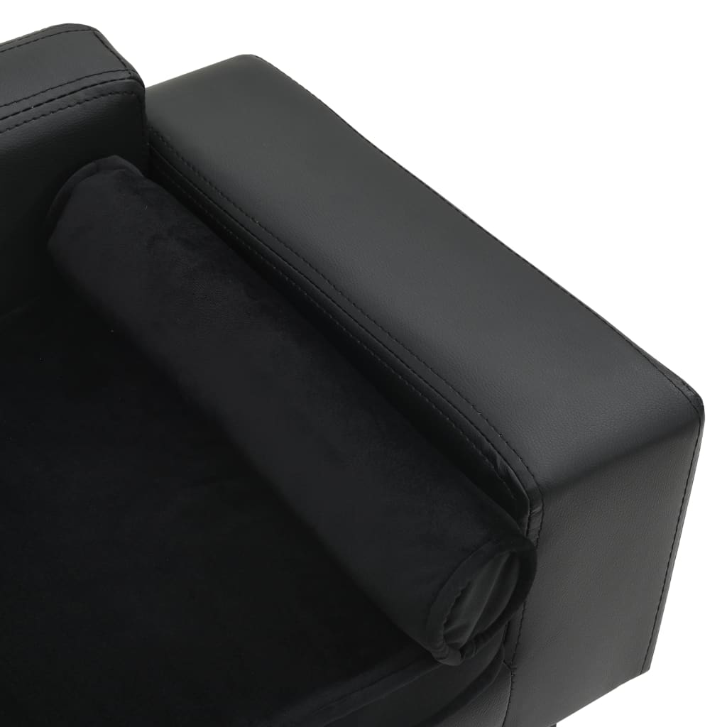 NNEVL Dog Sofa Black 81x43x31 cm Plush and Faux Leather-4