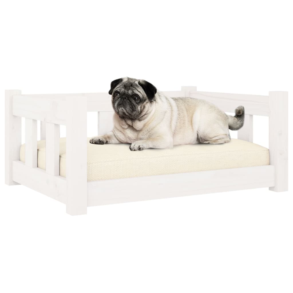 NNEVL Dog Bed White 65.5x50.5x28 cm Solid Wood Pine-2