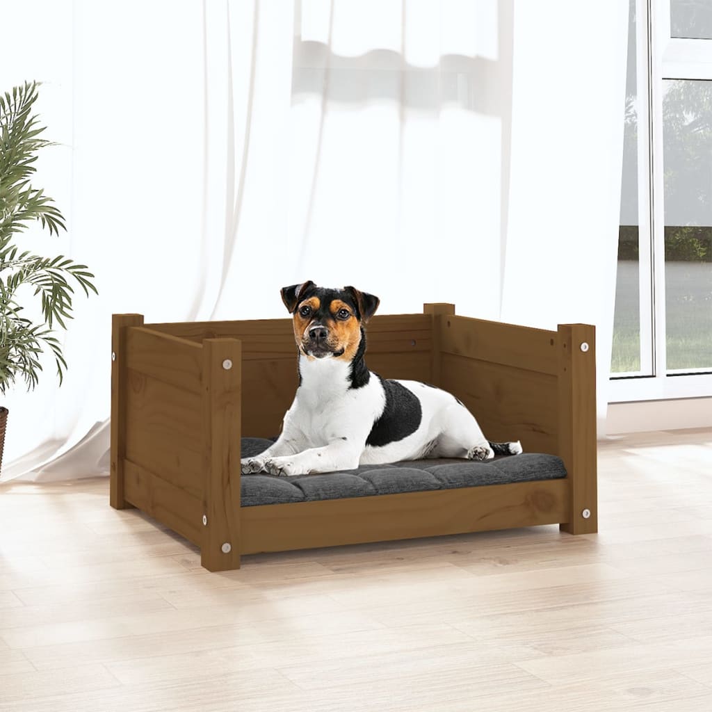 NNEVL Dog Bed Honey Brown 55.5x45.5x28 cm Solid Pine Wood-2