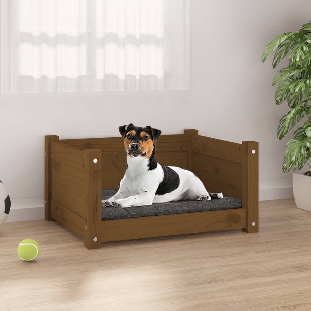 NNEVL Dog Bed Honey Brown 55.5x45.5x28 cm Solid Pine Wood-0