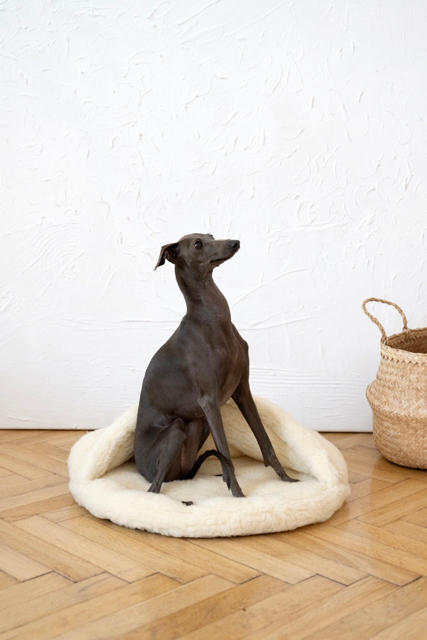 Natural Wool Pet Cave - White-3