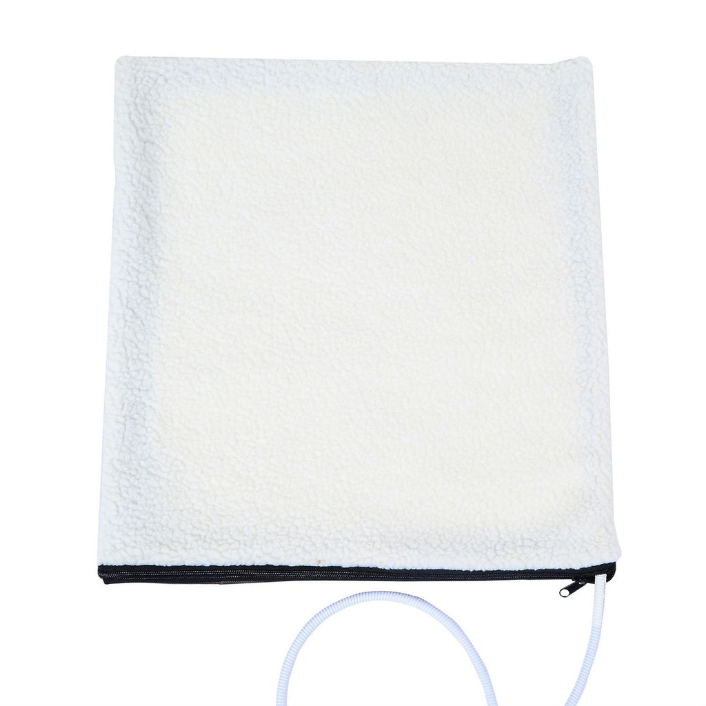 Heated Outdoor Cat House with Lamb Wool Padded Cats Bed in Brown-1