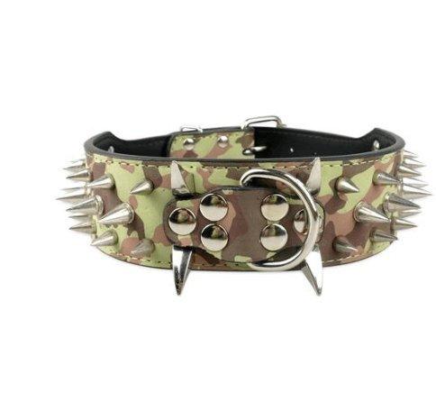Black Spiked Leather Dog Collar For Large Breeds-0
