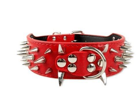 Black Spiked Leather Dog Collar For Large Breeds-10