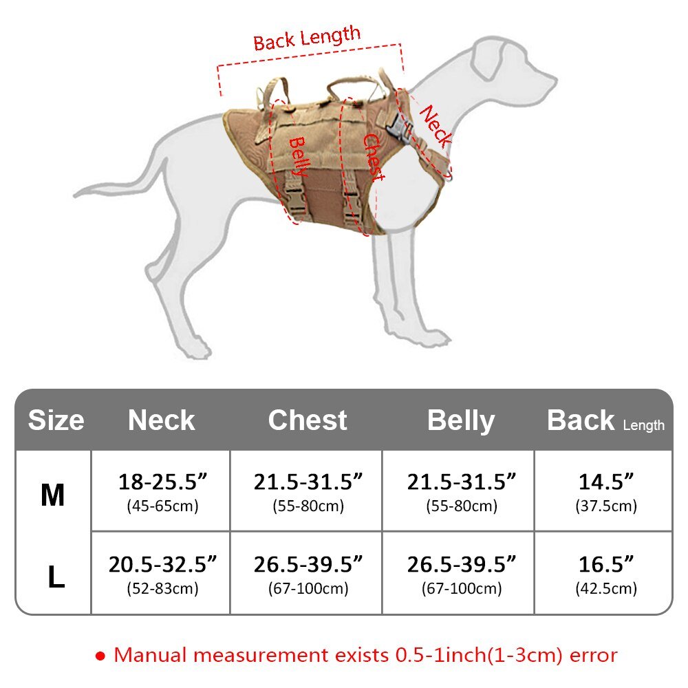 Durable Nylon Dog Harness Tactical Military Working Dog Vest No Pull Pet Training Harnesses Vest for Medium Large Dogs Clearance