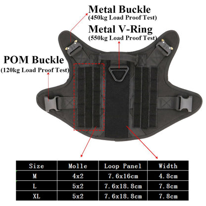 Metal Buckle Tactical Dog Harness & Lead