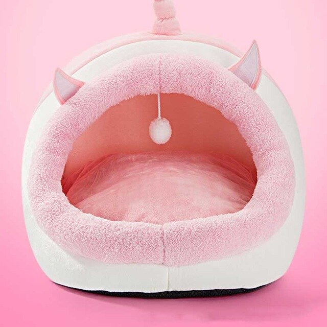 Pet Dog Cat Bed Cute Unicorn Shape Kennel Winter Warm Sofa Detachable Kitten House Waterproof Puppy Cushion Pet Sleeping Product