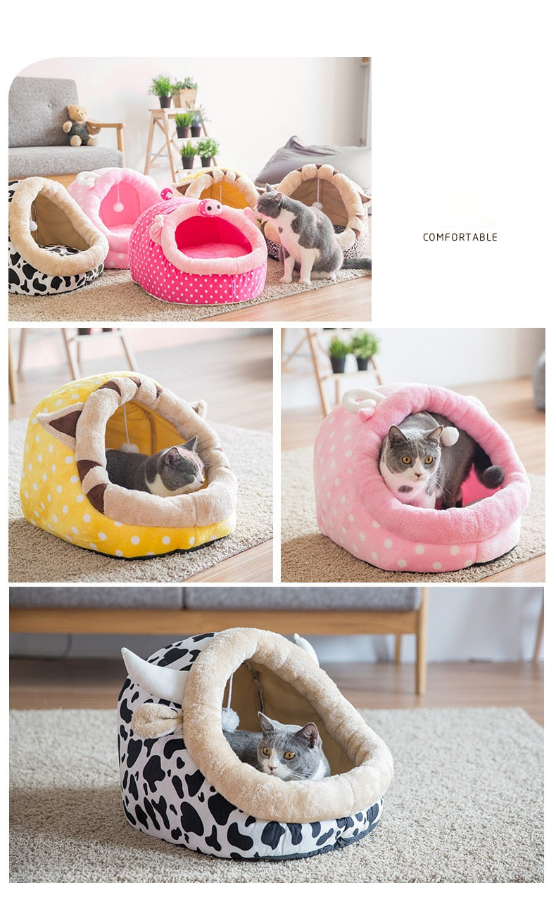 Pet Dog Cat Bed Cute Unicorn Shape Kennel Winter Warm Sofa Detachable Kitten House Waterproof Puppy Cushion Pet Sleeping Product